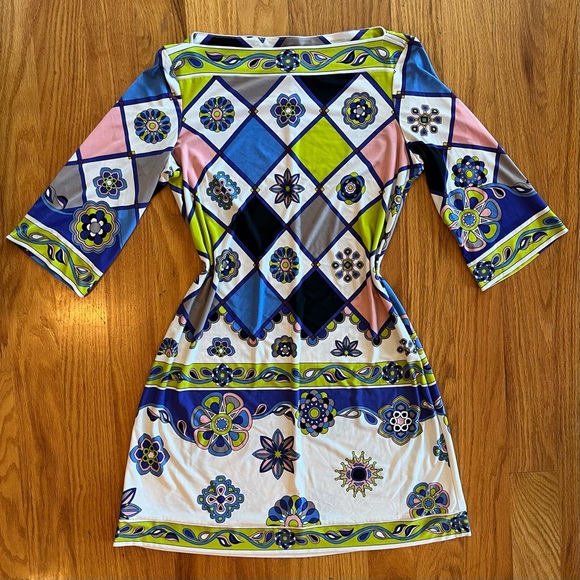 Donna Morgan Colorful Mod Floral Geometric Sheath Dress/Boatneck/Women 12 - Picture 1 of 4